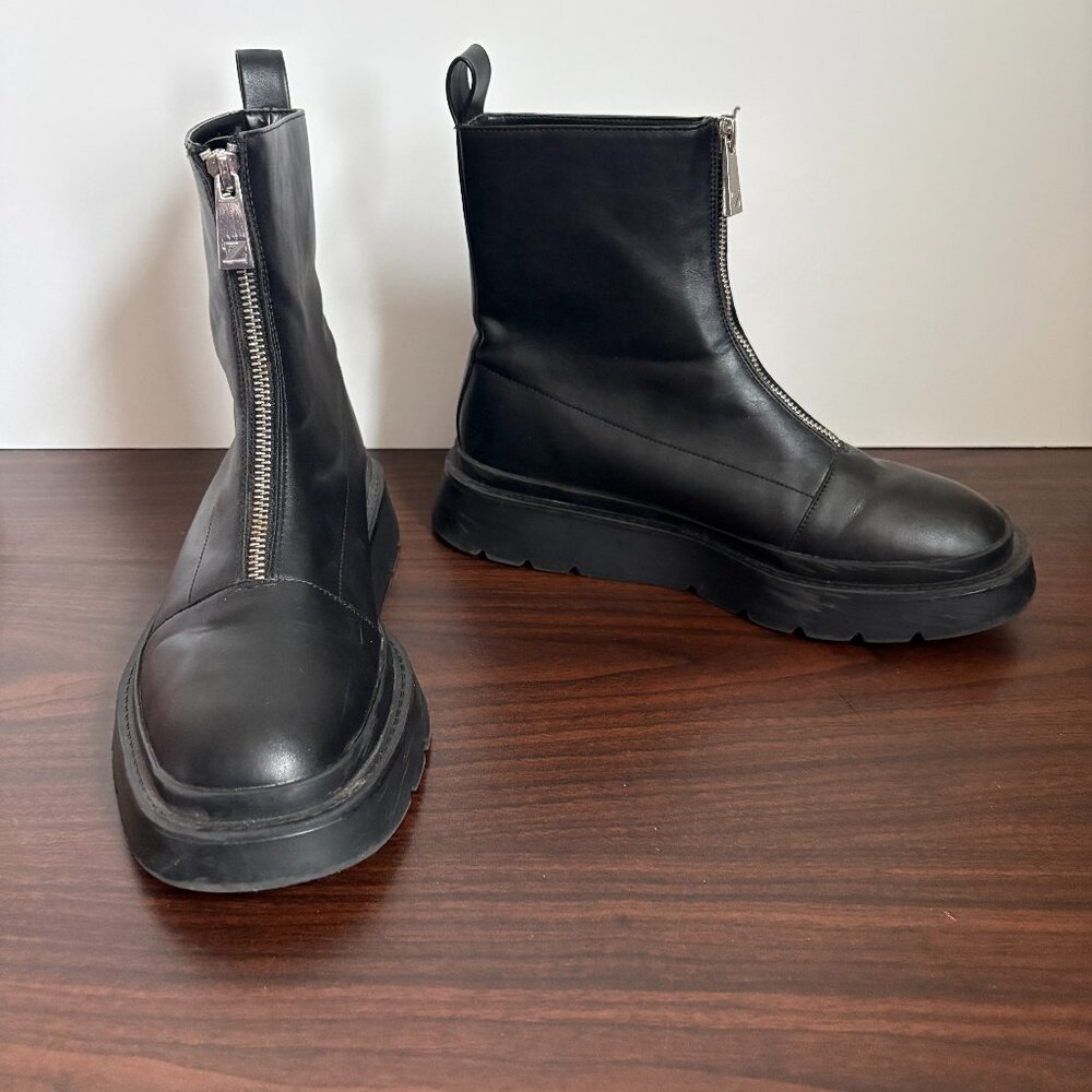 Zara Women's Zippered Black Low Heel Ankle Boots 3112 Size US 8 EU 39